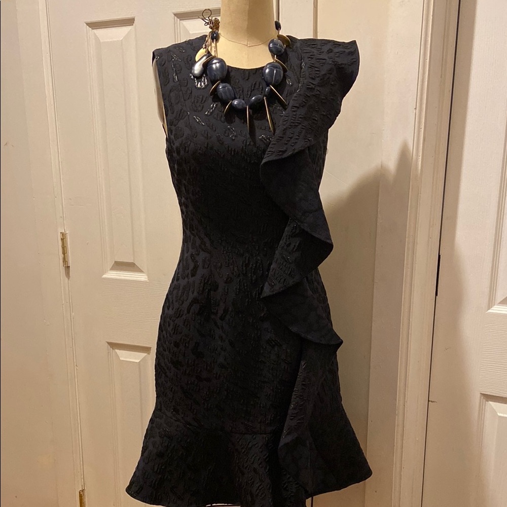 BCBG MAXAZRIA Elegant dark navy blue Ruffle Dress